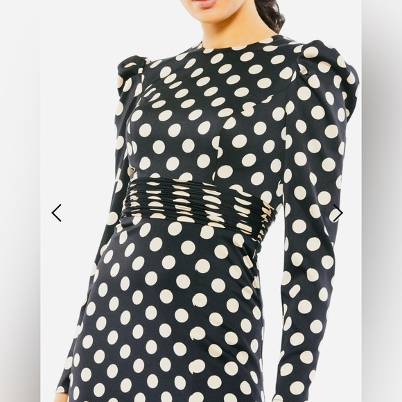 Mac Duggal 26572 Long Sleeve Polka Dot Formal Dress - Picture 3 of 8